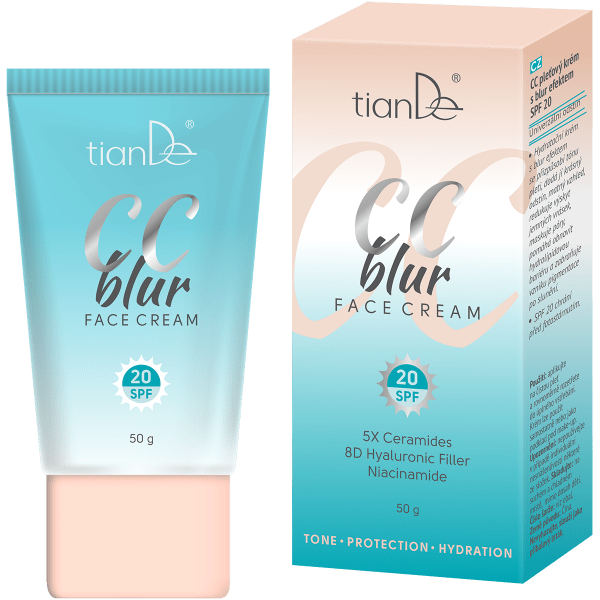 TianDe CC Blur Face Cream SPF 20 (50 g) – Crema CC con Efecto Blur, Corrector de Tono con Niacinamida