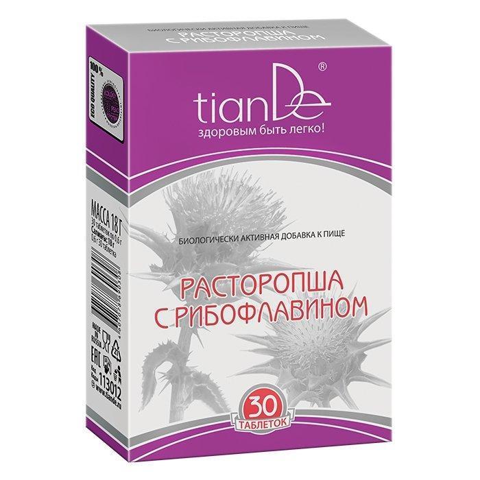 113012 Cardo Mariano con Riboflavina - Suplemento Dietético, tianDe, 30 Tabletas x 0.6 g