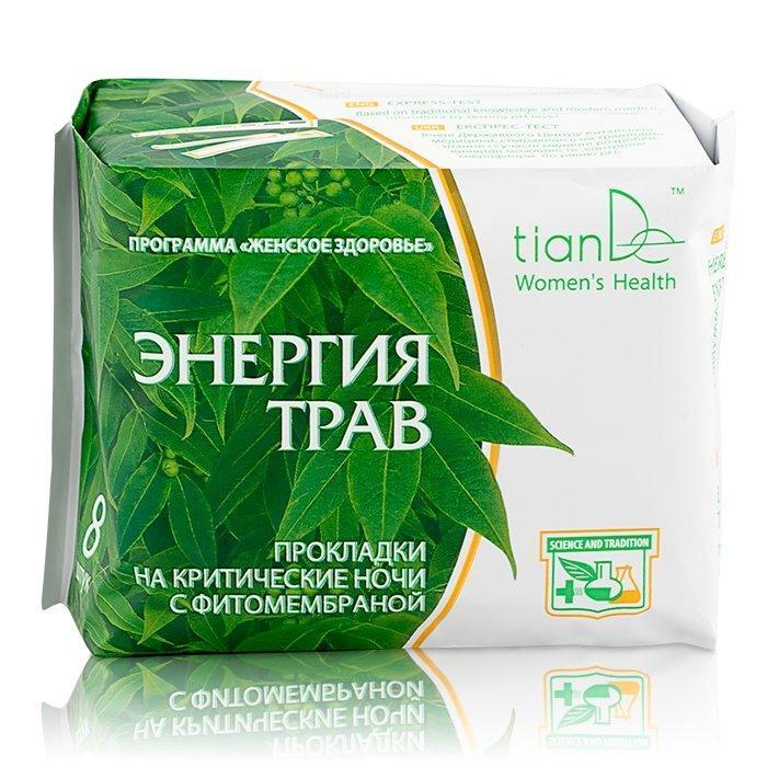 61903 Compresas «Energía de las hierbas» Noche TIANDE 8ud, Contienen gránulos superabsorbentes