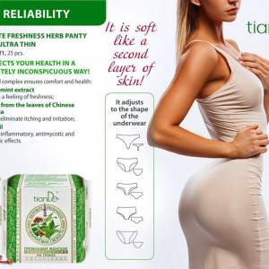 61921 Compresas Sanitarias Para Mujeres a Base de Hierbas, Súper Delgadas, tianDe, 25Un.