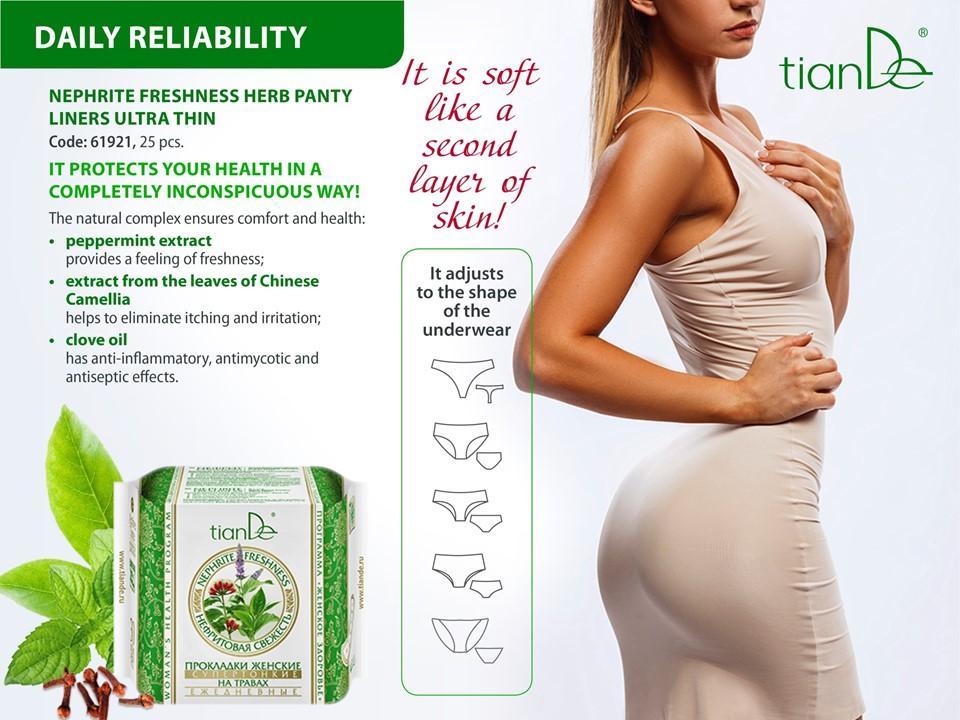 61921 Compresas Sanitarias Para Mujeres a Base de Hierbas, Súper Delgadas, tianDe, 25Un.