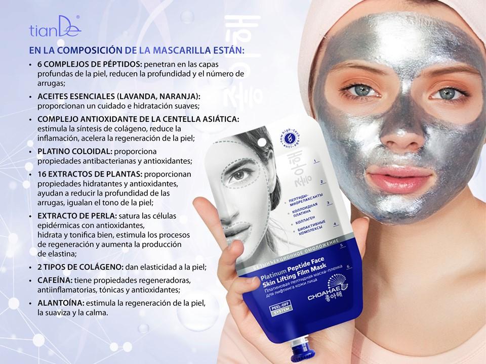 56505 Mascarilla de Platino y Péptidos, tianDe, 60 ml, Peeling, Limpieza y Rejuvenecimiento