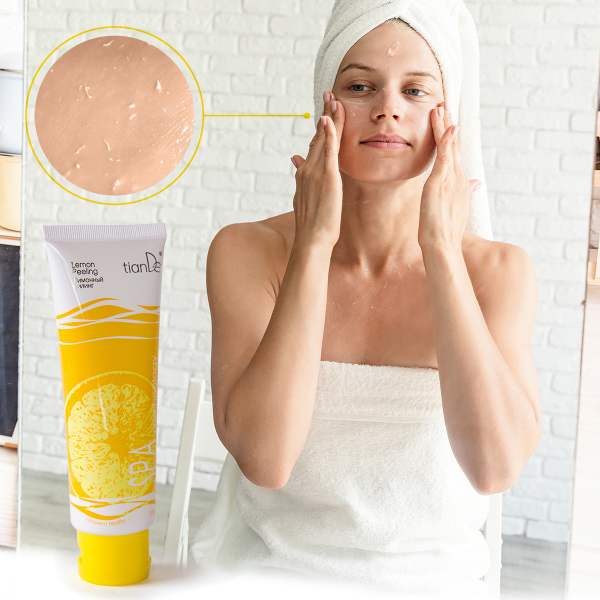 mujer de belleza lemon facial peeling u otros exfoliantes tiande guide