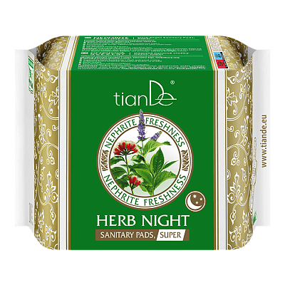 Compresas sanitarias nocturnas Nephrite Freshness Herb, súper absorbentes, 61913 TianDe, 3x10 piezas
